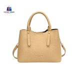 Elegant Beige Pebbled Leather Handbag